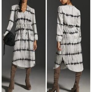 Cloth‎ & Stone Womens Tie Dyed Maxi Dress Size Large Long Sleeve Drawstring Boho